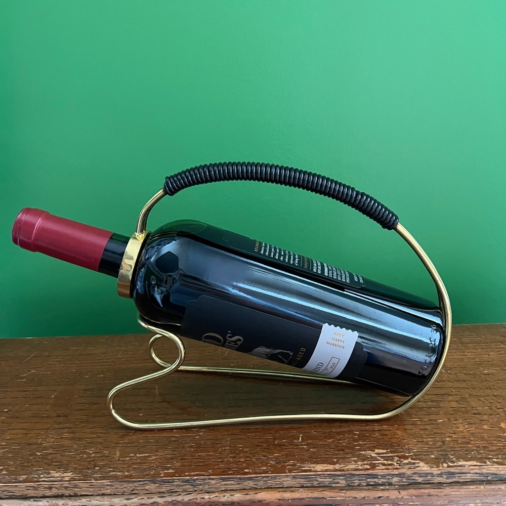Vintage Mid Century Modern Wine Bottle Holder in the style of Carl Aubock